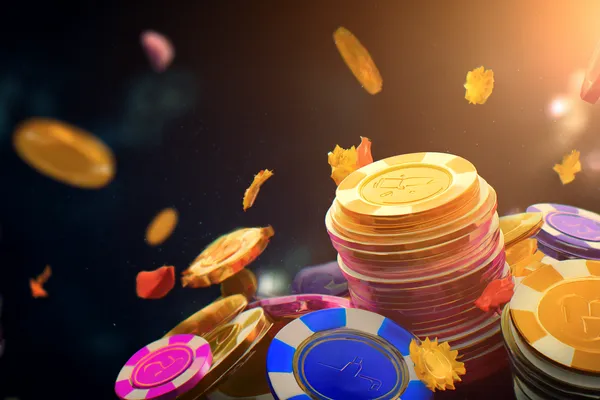 A glamorous woman holding casino chips in a neon-lit environment, representing the premium online casino atmosphere of 09DET.